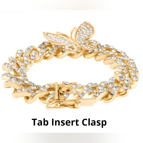 Austrian crystal curb link bracelet with spinner butterfly - Picture 3 of 3